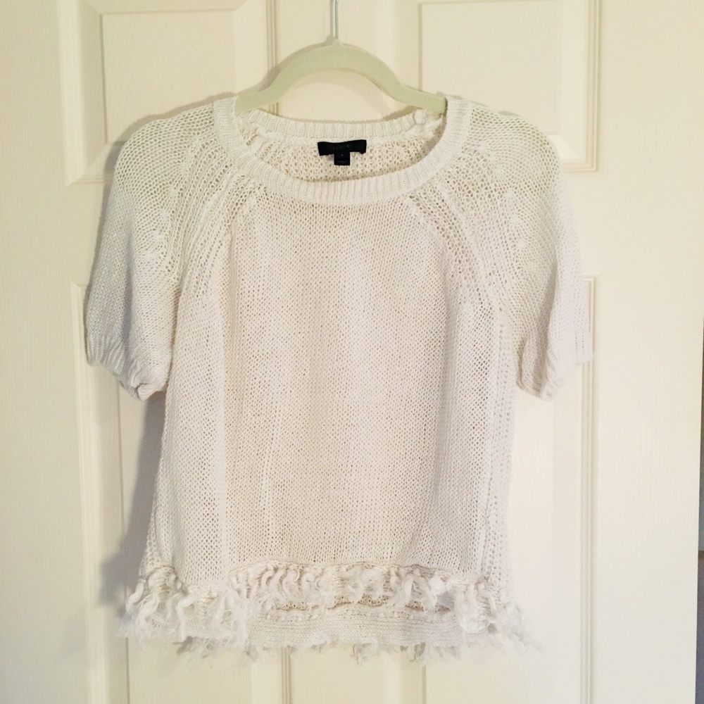 J. Crew | White Short Sleeve Knit Sweater